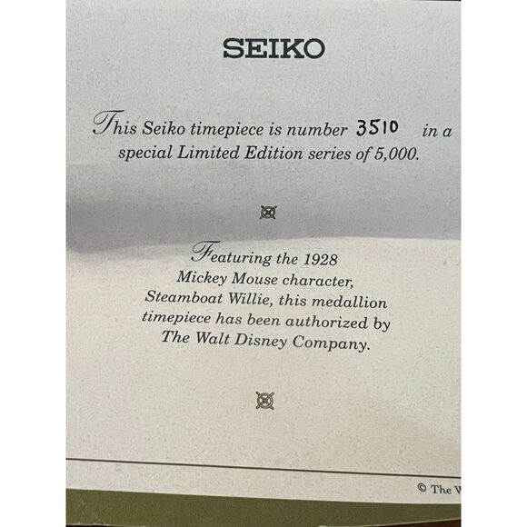 Vintage Disney Limited Edition Steamboat Willie Seiko Watch *New* - Picture 5 of 14